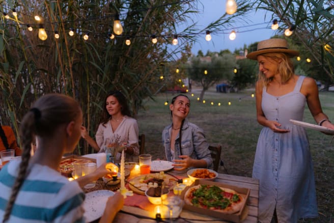 A table set for dining outdoors